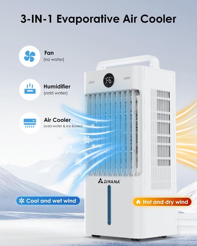 Photo 1 of Windowless Portable Air Conditioners with Remote, 3-IN-1 Evaporative Air Cooler with Display, 2.64-Gal Tank for 10H Cooling, 3 Modes & 6 Speeds, 60° Oscillation, 12H Timer, Swamp Cooler for Indoors
