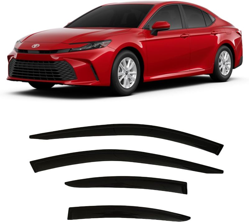Photo 1 of 2025 2026 Tape-On Side Window Visor Deflectors for Toyota Camry LE SE XLE XSE Smoke Tinted Rain Guards