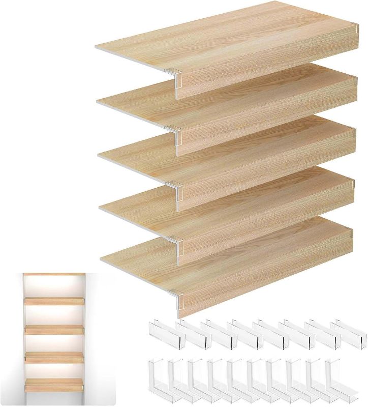 Photo 1 of Wire Shelf Cover,24x12 Inch Wire Rack Covers for Pantry,0.25 Inch Thick PVC Wood-Look Faux Wood Shelf Covers,Set of 5