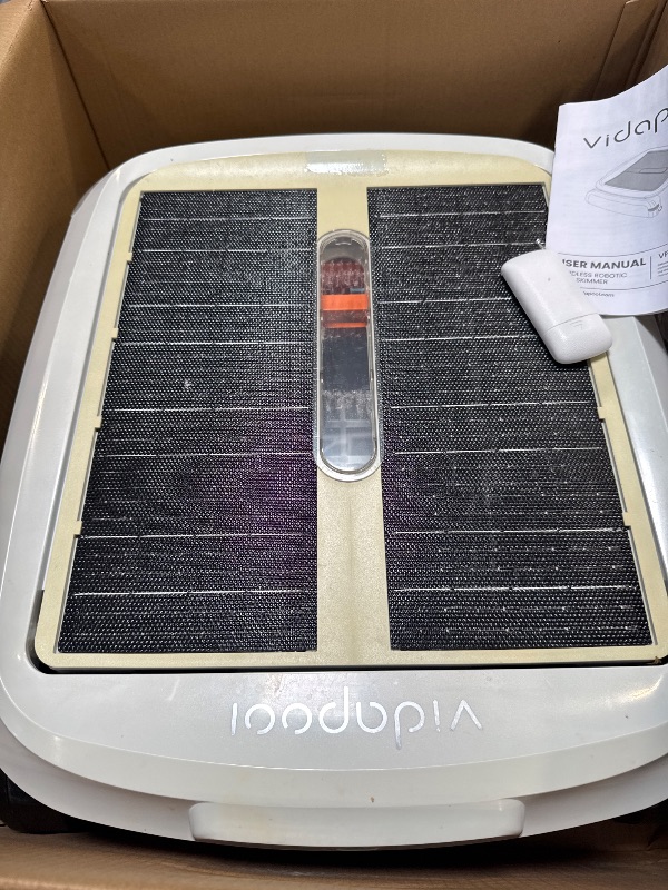 Photo 1 of Solar Powered Automatic Robotic Pool Skimmer Cleaner,Solar Pool Surface Cleaner Dual Mode with Navigation Sensor Daytime?Overnight Continuous Cleaning Ideal for All Swimming Pool-White
