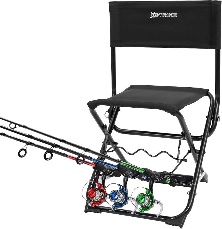 Photo 1 of Fishing Chairs with Rod Holder Outdoor Folding Fishing Stool
