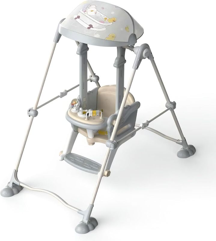 Photo 1 of Baby Swings for Infants, Portable Toddler Swing with Magnetic Music Box, Easy Fold, Detachable Baby Swing for Outside and Indoors(Grey)
