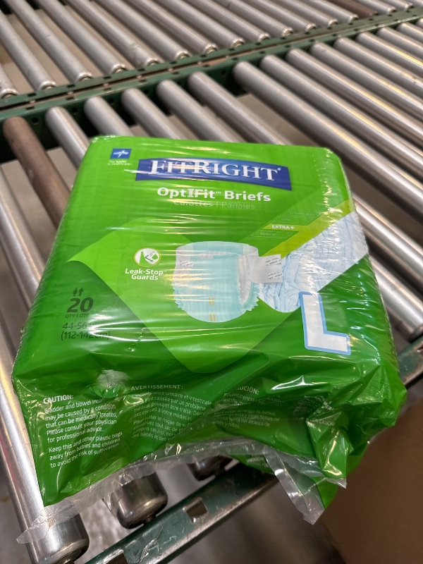 Photo 1 of FitRight Extra+ OptiFit Heavy Absorbency Adult Diapers, FSA/HSA Eligible,20 Count, Waist Size 44"-56" ,L , Incontinence Briefs for Men and Women, Disposable, Moisture Wicking, Leak Protection