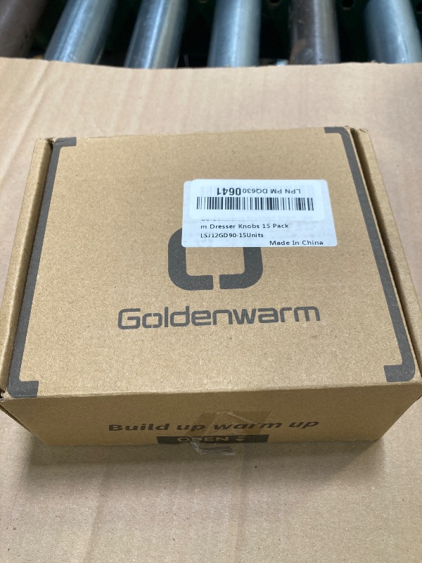 Photo 1 of Goldenwarm Brushed Brass Kitchen Cabinet Knobs Drawer Pulls - LSJ12GD90 Modern Gold Furniture Hardware 3-1/2 inch Hole Centers Cabinet Handles Square Bathroom Dresser Knobs 15 Pack