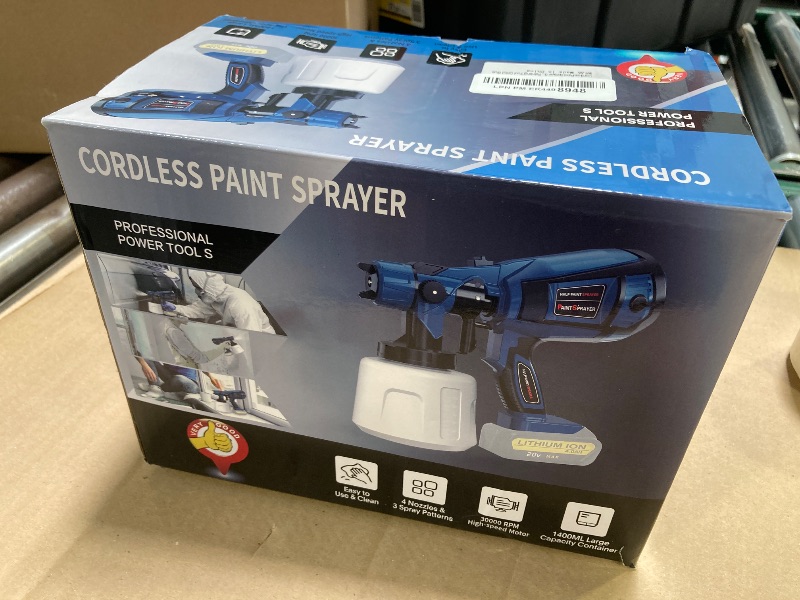Photo 1 of Macallen Paint Sprayer Tool High Power Electric Spray Paint Gun Easy to Clean for Furniture Cabinets Fence Walls Door Garden Chairs Dark Blue (Not Include Battery)