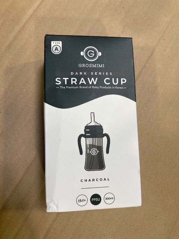 Photo 1 of GROSMIMI Spill Proof no Spill Magic Sippy Cup with Straw with Handle for Baby and Toddlers, Customizable, PPSU, BPA Free 10 oz (Charcoal)