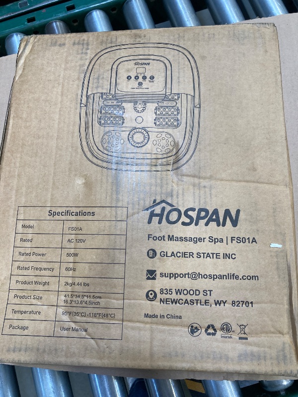 Photo 1 of HOSPAN Collapsible Foot Spa with Heat, Bubble, Red Light, and Temperature Control, Foot Bath Massager with 8 Shiatsu Massage Rollers, Pedicure Foot Spa for Relaxation and Stress Relief, Black