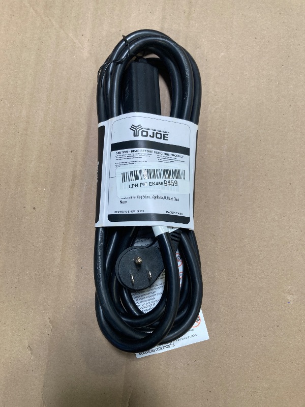 Photo 1 of YOJOE 3-Outlets Flat Plug Indoor Extension Cord Outlet Extender, 3 Prong 10 ft 15A Power Strip, 14 Gauge Heavy Duty Black Extension Cord, 14/3 SJTW, UL Listed