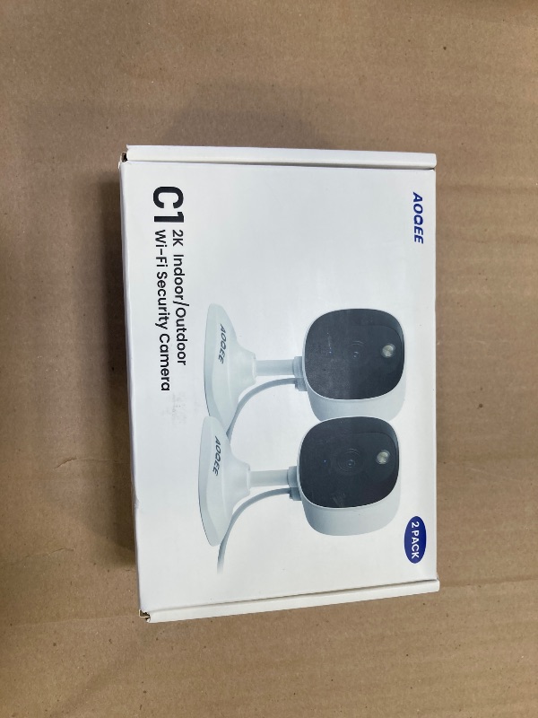 Photo 1 of AOQEE 2K Cameras for Home Security-Outdoor/Indoor Camera for Dog/Cat/Pet/Nanny/Baby, Color Night Vision, White Light, Siren, 24/7 SD Recordings, Works with Alexa/Google Home, C1-White-2P (2.4Ghz WiFi)