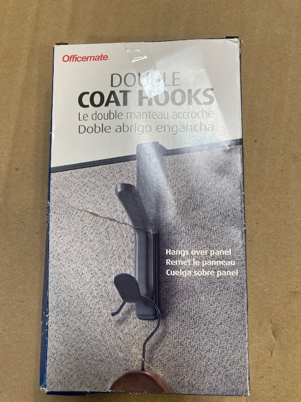 Photo 1 of Officemate Double Coat Hooks for Cubicle Panels, Adjustable, Comes in 2 Pack (22009) Black