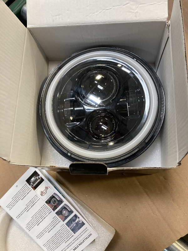 Photo 1 of ZIMABLUE 7 inch led Headlight Round 2pc Projector 7 inch Halo led Headlight H6024 DOT Approved Hi/Lo Beam DRL Amber Turn Signal Compatible with Jeep Wrangler JK TJ CJ Compatible with Chevy and miata
