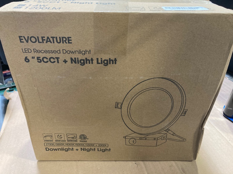 Photo 1 of Recessed Lighting with Night Light 6 Inch, 14W 1300 Lumen 5CCT Dimmable Ultra Thin LED Recessed lights, 2700K/3500K/4000K/5000K/6500K Canless Downlight Light, CRI 90, ETL & FCC (6 Inch- 12 Pack)