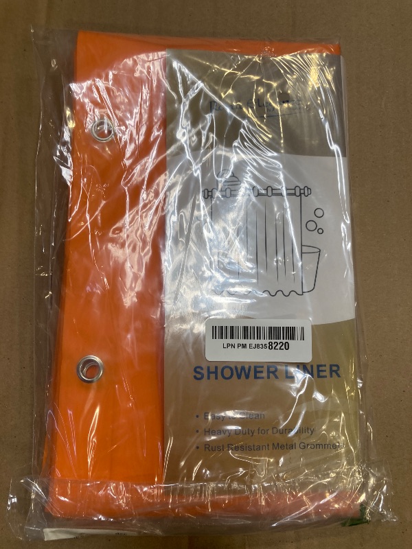 Photo 1 of Premium Shower Curtain Liner, 72"W X 72"H - PVC-Free, 6G PEVA Shower Curtain with 12 Rust Proof Grommets And Magnet-weighted Bottom Hem - Moisture Stain Proof Shower Curtain Liner - Orange