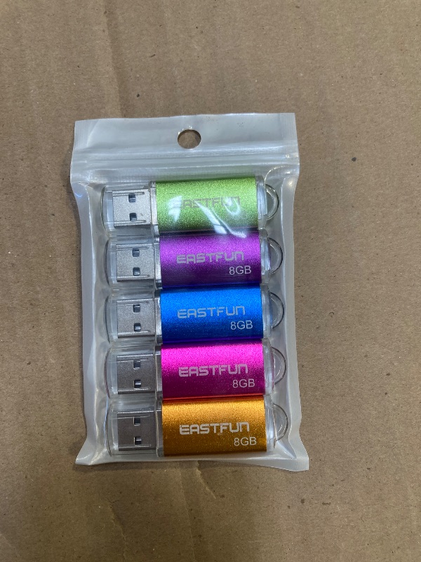 Photo 1 of EASTFUN 5Pcs 8GB USB Flash Drive USB 2.0 Flash Memory Stick Thumb Stick Pen(Five Mixed Colors: Blue Purple Rose Green Gold)