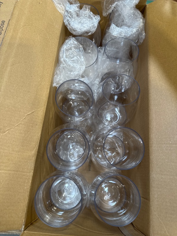 Photo 1 of FOCUSLINE 20 Pack 16 Oz Plastic Wine Glasses, Stemless Plastic Wine Cups Heavy Duty, Unbreakable Disposable Wine Glasses for Wedding or Party