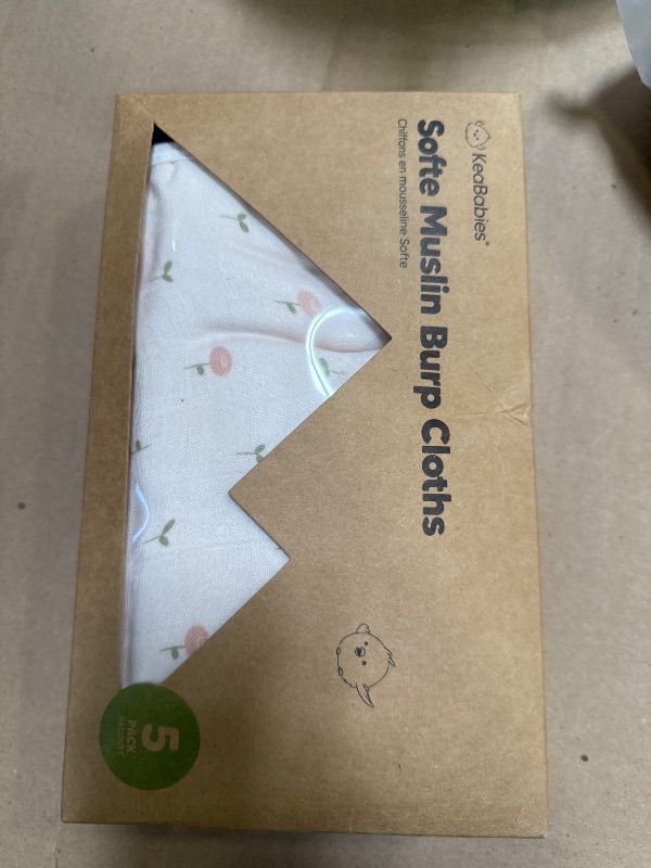 Photo 1 of 5-Pack Muslin Burp Cloths Baby Boy, Girl - Very Absorbent Baby Burp Cloth Rags, 8-Layers Viscose Derived from Bamboo Cotton Muslin Towel, Super Soft Spit Up Rags, No Shrink Washcloths (Wild Bloom)