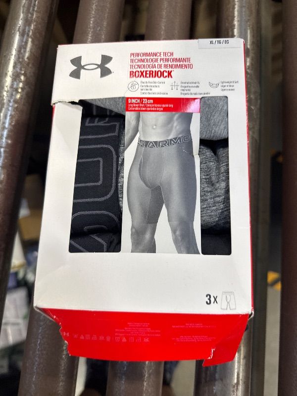 Photo 1 of 81254029 9 in. Men Under Armour Tech Mesh Boxerjock, Steel & Castlerock - Extra Large - Pack of 3
