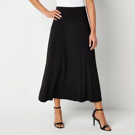 Photo 1 of Black Label by Evan-Picone Knit Womens Mid Rise Maxi Skirt, Medium, Black