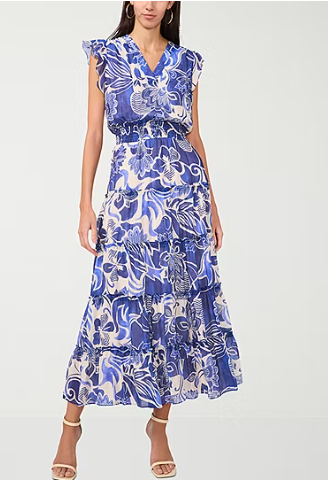 Photo 1 of MSK Womens Short Sleeve Floral Maxi Dress Large 