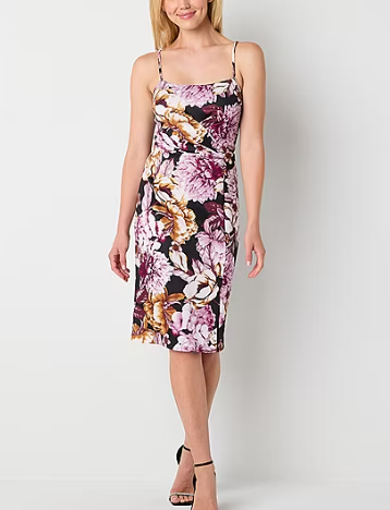 Photo 1 of Maia Womens Floral Sleeveless Floral Midi Sheath Dress SIZE 4
