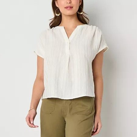 Photo 1 of A.n.a Womens Split Crew Neck Sleeveless Blouse, X-small, Beige
