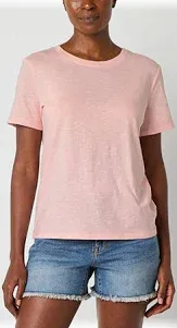 Photo 1 of Liz Claiborne Womens Plus Crew Neck Short Sleeve T-Shirt pink 4x
