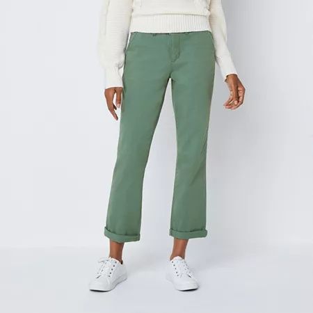 Photo 1 of St. John's Bay Womens Mid Rise Slim Pant-Tall, 8 Tall, Green
