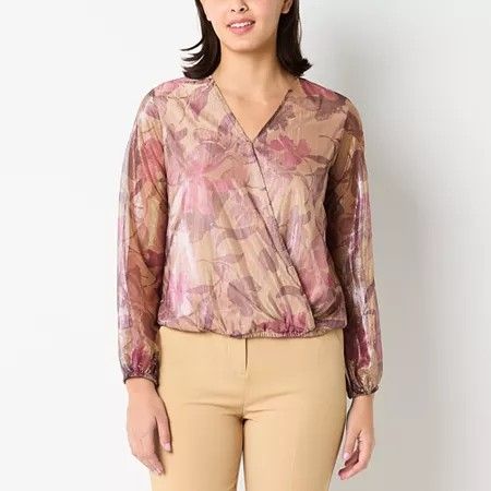 Photo 1 of 52seven Womens V Neck Long Sleeve Wrap Shirt, Xx-large, Pink
