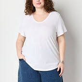 Photo 1 of Circumstance Womens Plus Round Neck Short Sleeve T-Shirt White 1x

