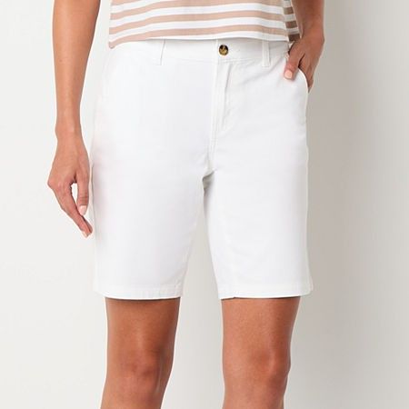 Photo 1 of A.n.a Womens 9" Mid Rise Chino Short, 12 Petite, White
