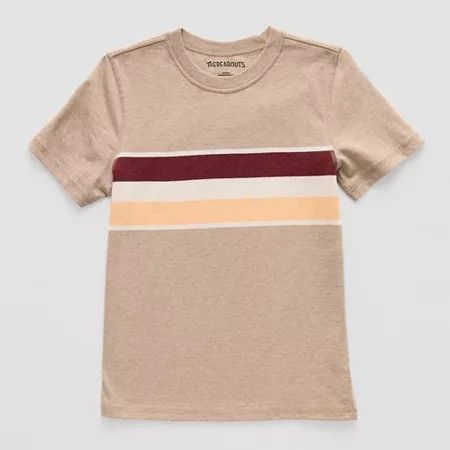 Photo 1 of Thereabouts tle & Big Boys Adaptive Crew Neck Short Sleeve T-Shirt, X-large (18-20), Beige