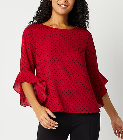 Photo 1 of Black Label by Evan-Picone Womens Crew Neck 3/4 Sleeve Blouse med 