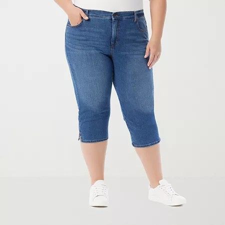 Photo 1 of Gloria Vanderbilt Womens High Rise Capri Pants, 20w, Blue
