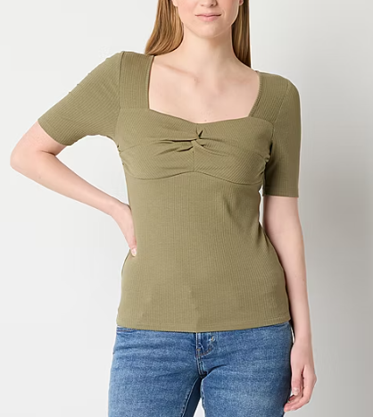 Photo 1 of a.n.a Womens U Neck Short Sleeve T-Shirt Brown Size pxl