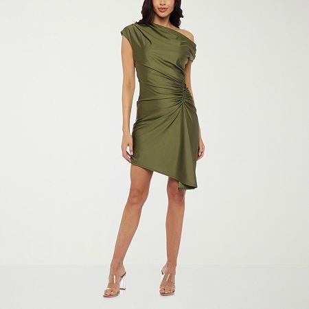 Photo 1 of Premier Amour One Shoulder Womens Short Sleeve Fit + Flare Dress, 10, Green