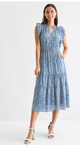 Photo 1 of new!Sandra Darren Womens Short Sleeve Floral Midi Fit + Flare Dress large