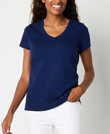 Photo 1 of St. John's Bay Womens Tall V Neck Short Sleeve T-Shirt xlt