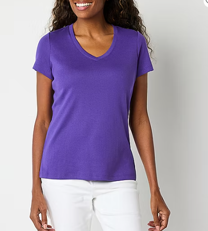 Photo 1 of MED St. John's Bay Womens V Neck Short Sleeve T-Shirt
