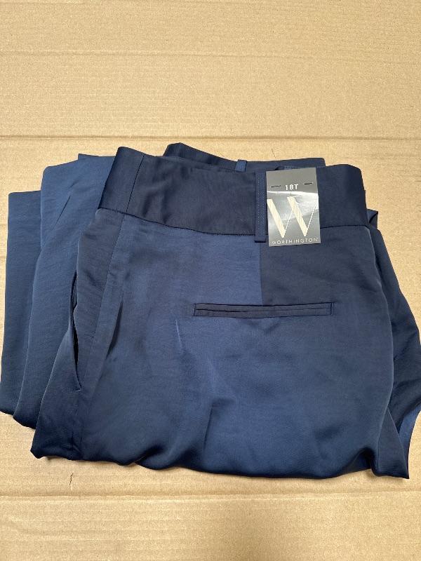 Photo 1 of Worthington Womens Straight Cargo Pant-Tall, 18 Tall, Blue
