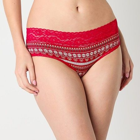 Photo 1 of Arizona Body Organic Cotton with Lace Hipster Panty, Xx-large, Red
