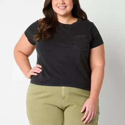 Photo 1 of a.n.a Womens Plus Round Neck Short Sleeve T-Shirt Faded Black Size 2x