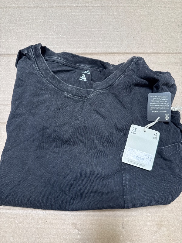 Photo 1 of a.n.a Womens Plus Round Neck Short Sleeve T-Shirt Faded Black Size 2x