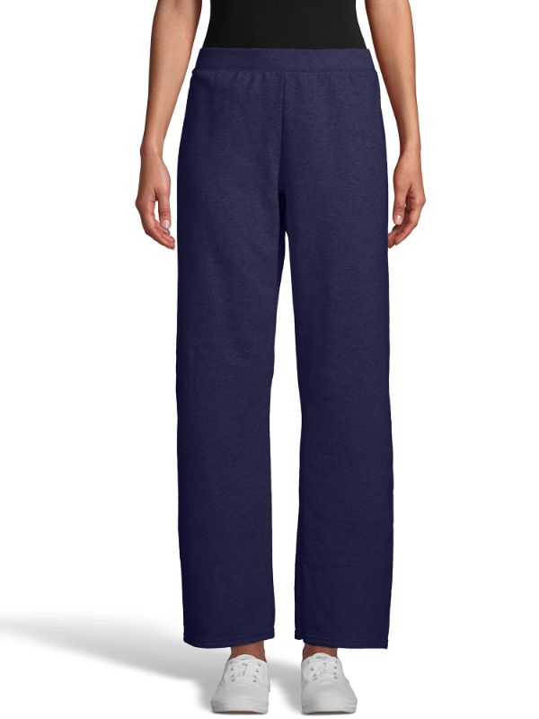 Photo 1 of Hanes EcoSmart Women's Fleece Sweatpants with Open Bottom Legs, 30.5" Navy Heather S