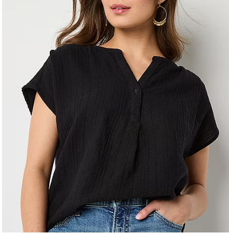 Photo 1 of a.n.a Womens Split Crew Neck Sleeveless Blouse Petite Large
