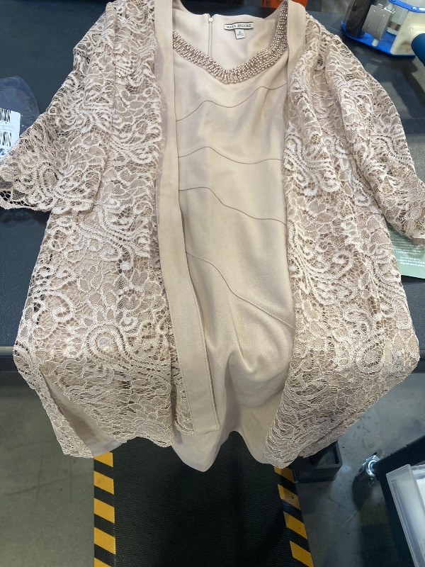 Photo 1 of Maya Brooke Womens Embellished Jacket Dress, 10, Beige