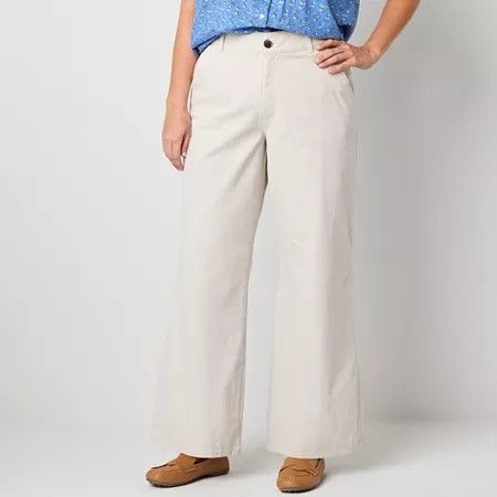 Photo 1 of St. John's Bay-Plus Womens Regular Fit Wide Leg Trouser, 20w, Beige