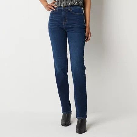 Photo 1 of A.n.a Tall Womens High Rise Straight Leg Jean, 14 Tall, Blue