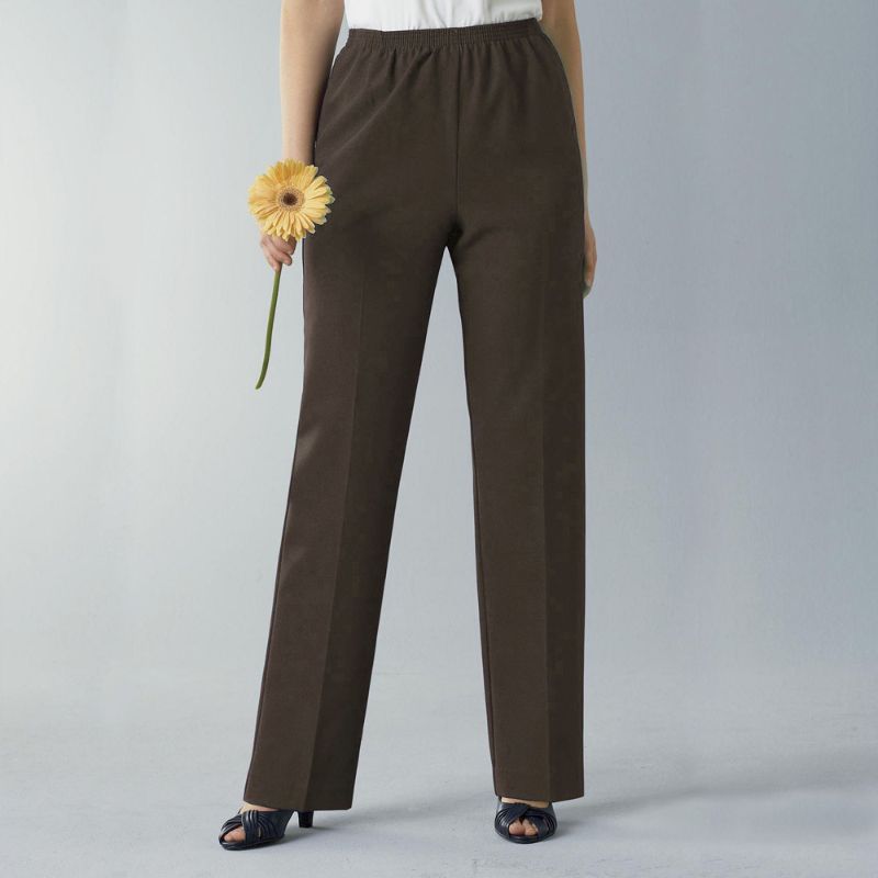 Photo 1 of Alfred Dunner Classics Womens Mid Rise Straight Pull-on Pants, 16 Petite, Brown