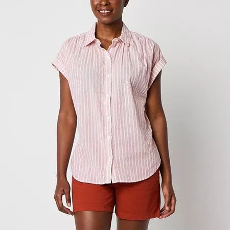 Photo 1 of A.n.a Womens Short Sleeve Button Down Blouse Tall, X-large Tall, Pink