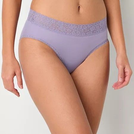Photo 1 of Ambrielle Everyday High Cut with Lace Trim Panty, Large, Purple